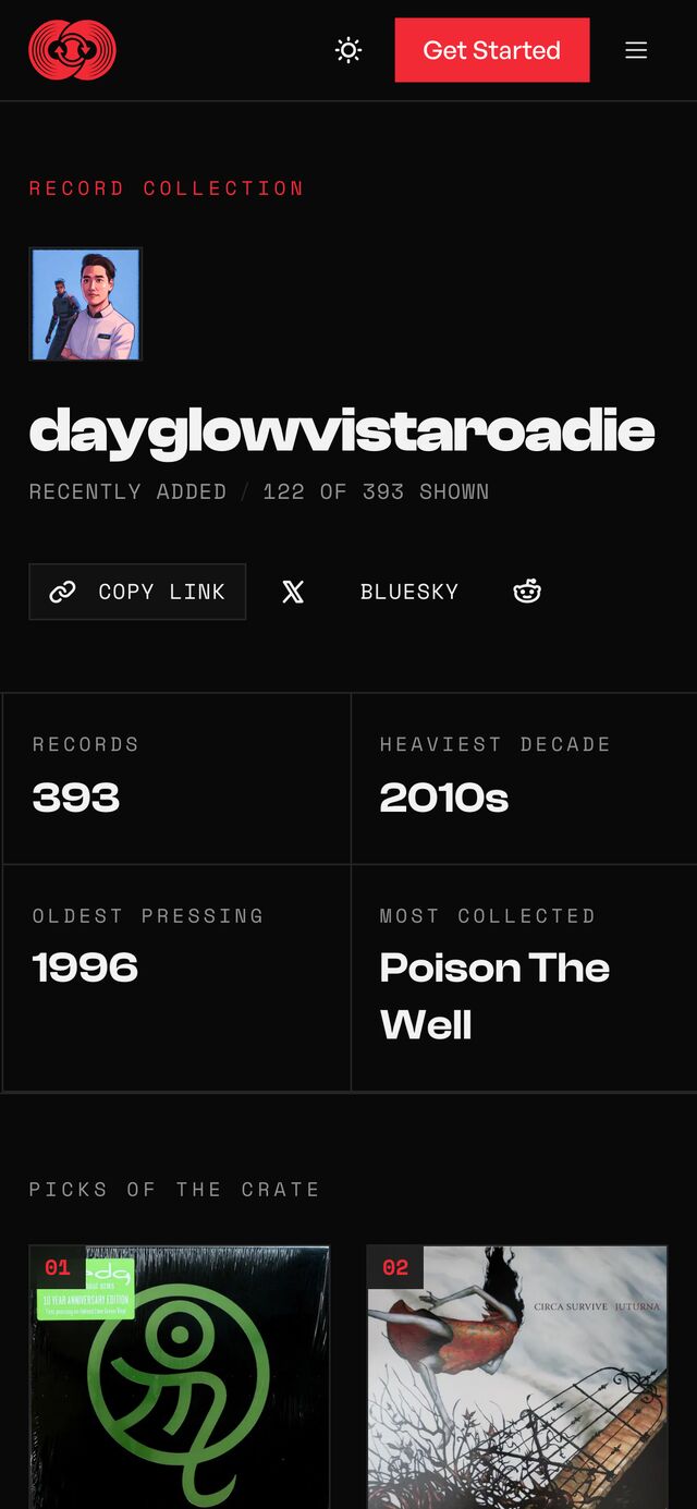 Public collection page on mobile — share links and collection stats.