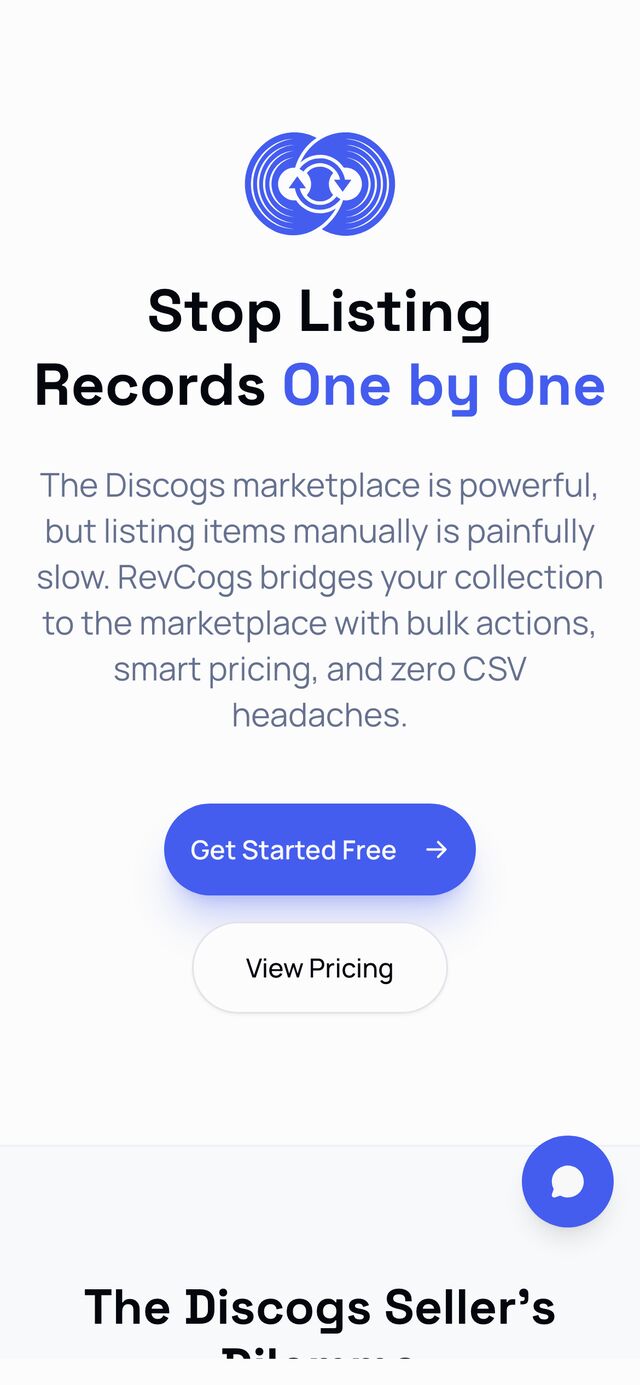 Value proposition on mobile — Get Started Free and View Pricing CTAs.